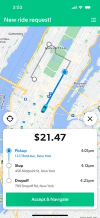 Revel Driver Accept Ride Screen