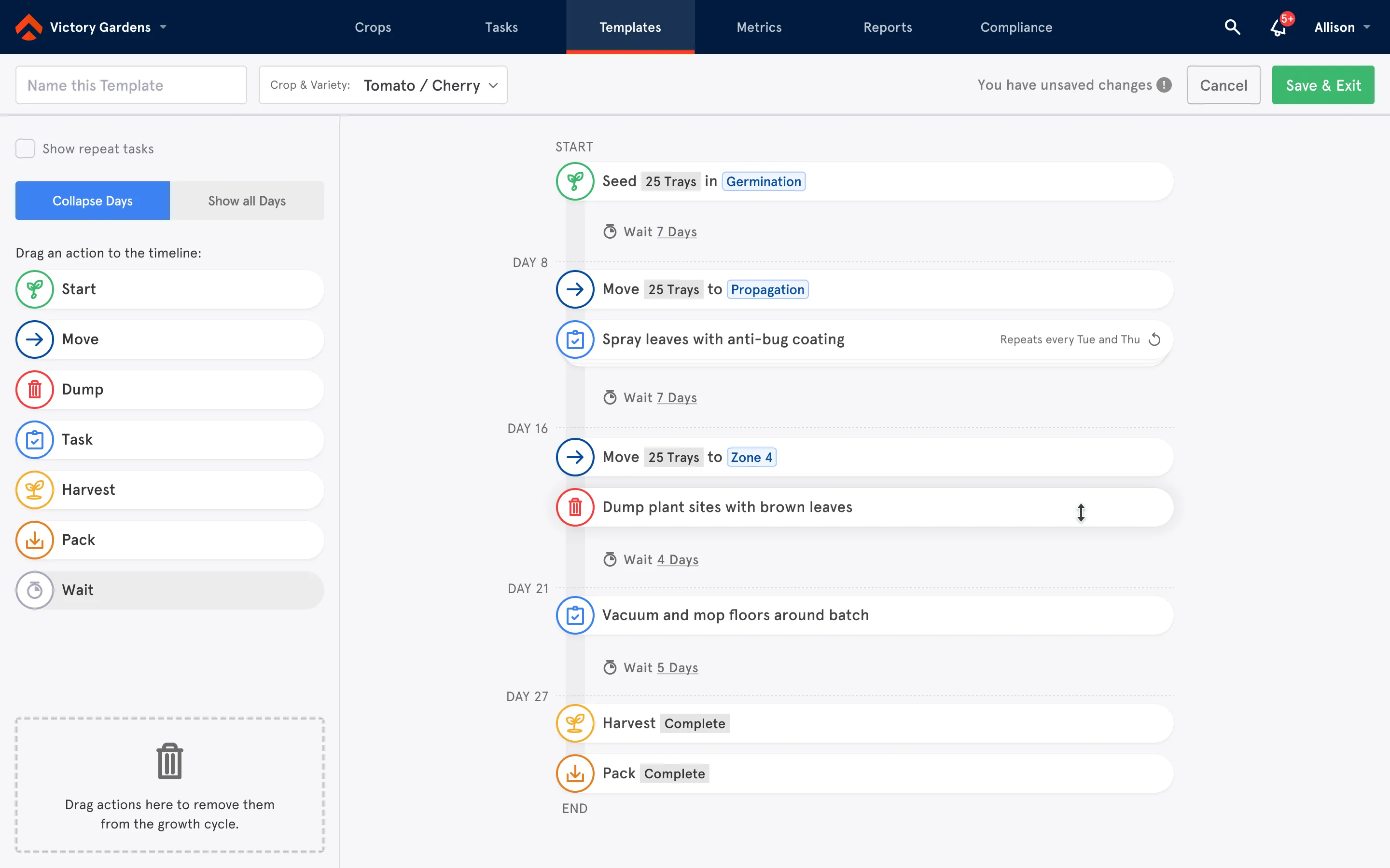 Artemis crop template editor